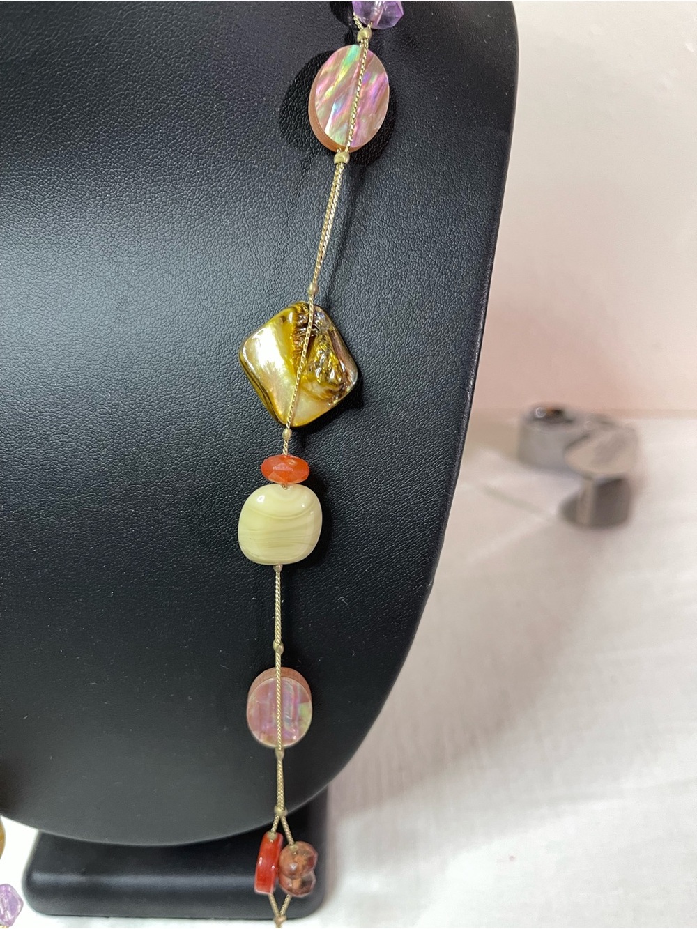 Lia Sophia Multi-Color Multi-Shape Shells & Stones Gold Tone Chain Necklace - Picture 6 of 9